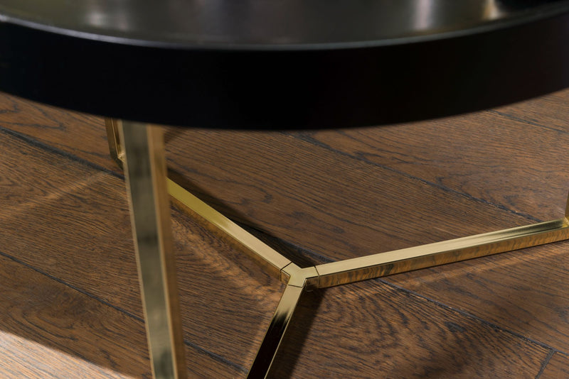 Couchtisch JESI 58,5x42x58,5cm Metall Schwarz Gold Retro Design Rund