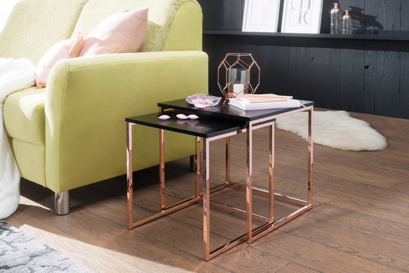 Satztisch CHUR Set 2 Schwarz Kupfer MDF Metall modern Wohnzimmer