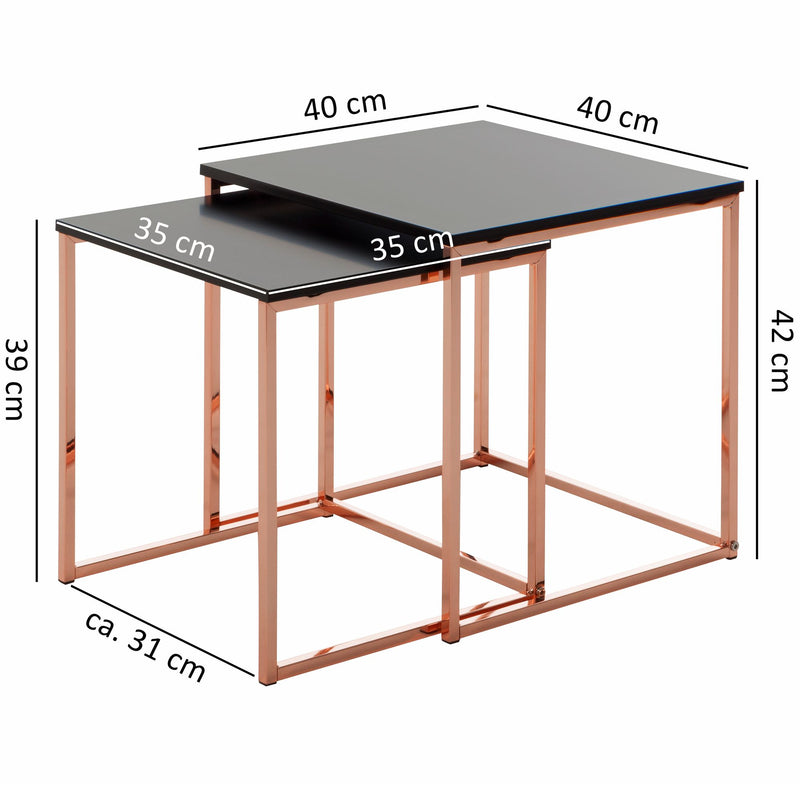 Satztisch CHUR Set 2 Schwarz Kupfer MDF Metall modern Wohnzimmer