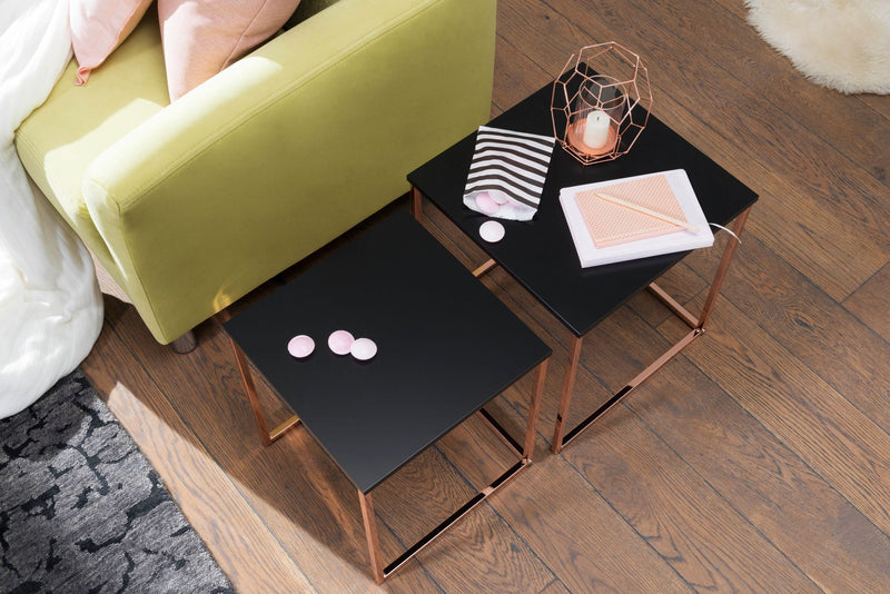 Satztisch CHUR Set 2 Schwarz Kupfer MDF Metall modern Wohnzimmer