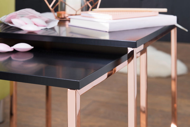Satztisch CHUR Set 2 Schwarz Kupfer MDF Metall modern Wohnzimmer