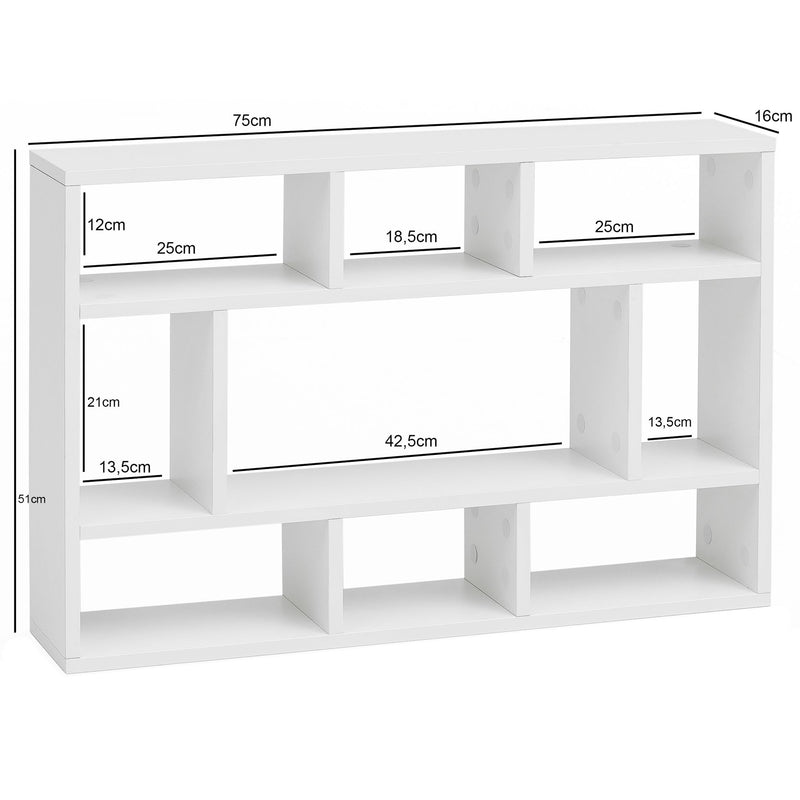 Wandregal WL5.810 Weiß 75x51x16cm Holz Modern Schwebend Wohnzimmer