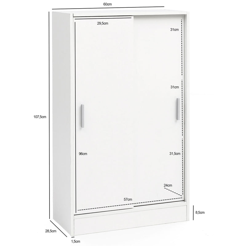 Aktenschrank WL5.817 Holz Weiß 60x107,5x28,5cm Modern Mehrzweckschrank