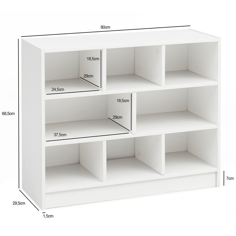 Bücherregal WL5.819 Weiß 80x68,5x29,5cm Modern Holz mit Fächern