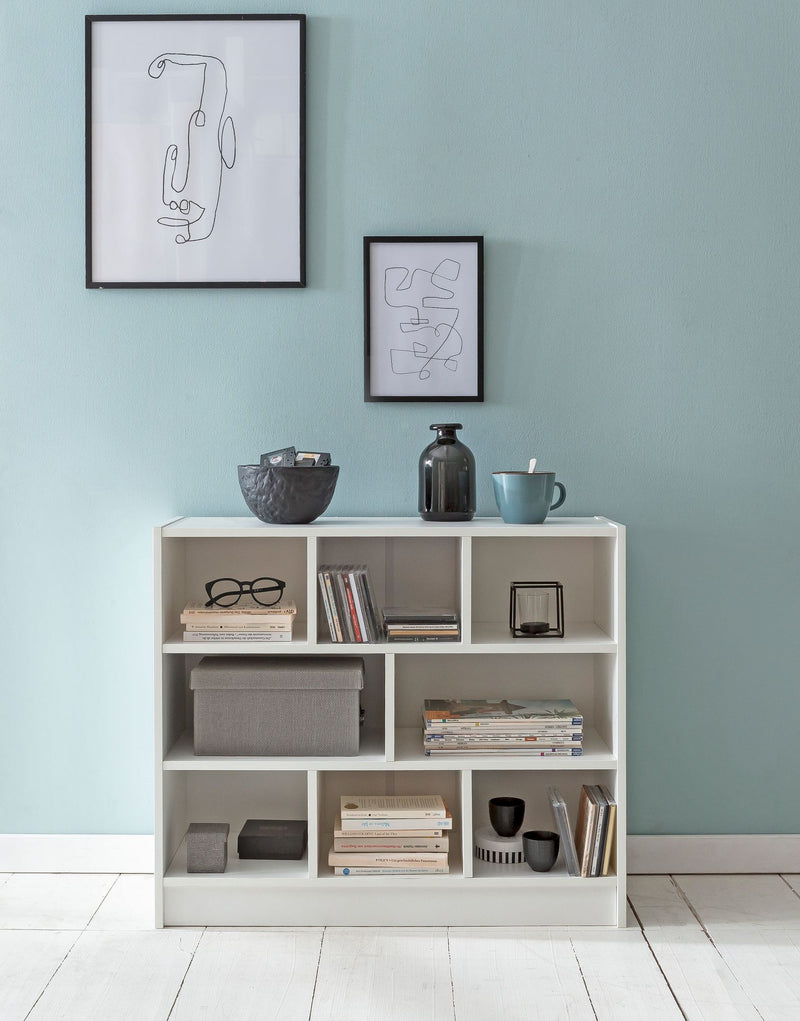 Bücherregal WL5.819 Weiß 80x68,5x29,5cm Modern Holz mit Fächern