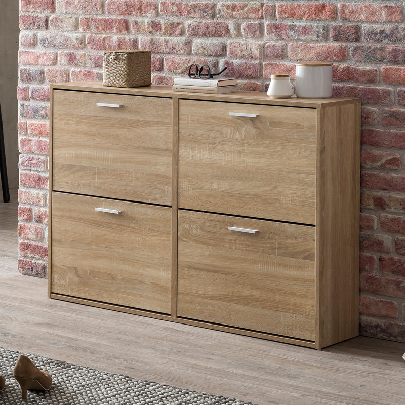 Schuhschrank WL5.828 120x81x24cm Holz Sonoma 4 Fächer Flurkommode