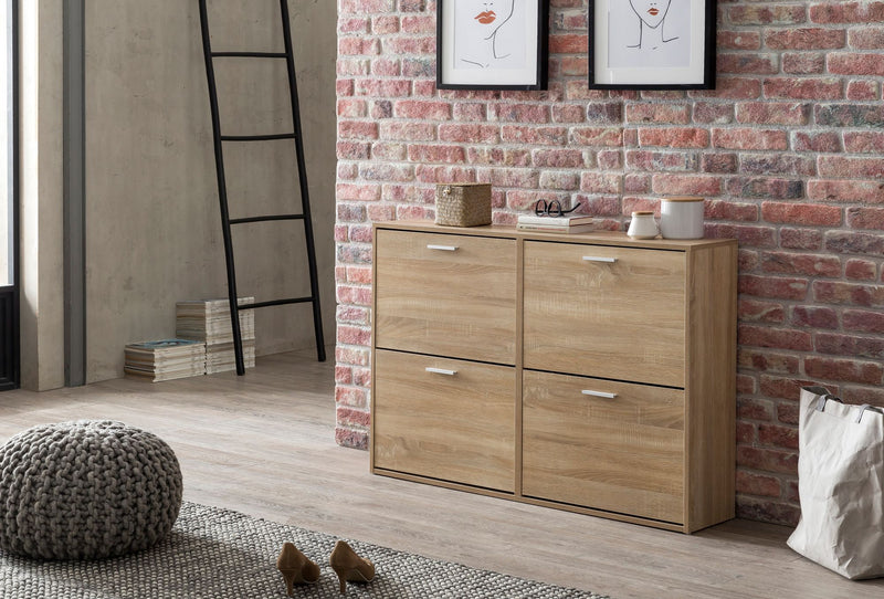 Schuhschrank WL5.828 120x81x24cm Holz Sonoma 4 Fächer Flurkommode
