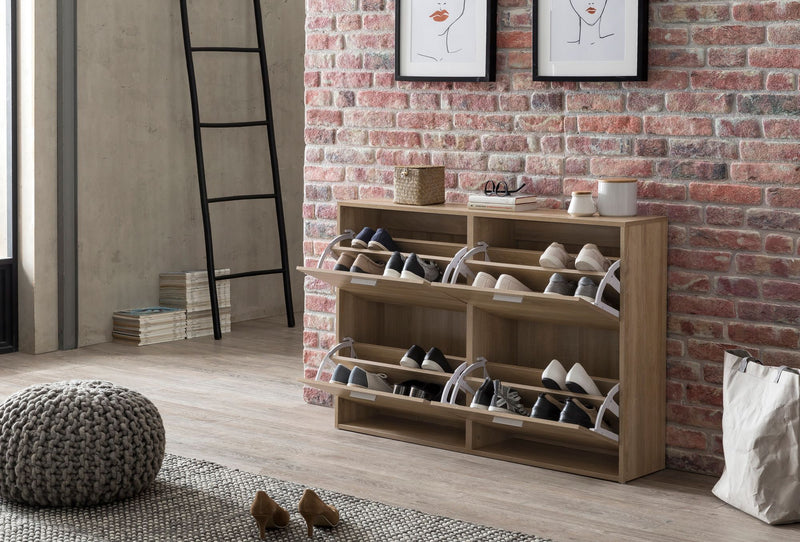 Schuhschrank WL5.828 120x81x24cm Holz Sonoma 4 Fächer Flurkommode