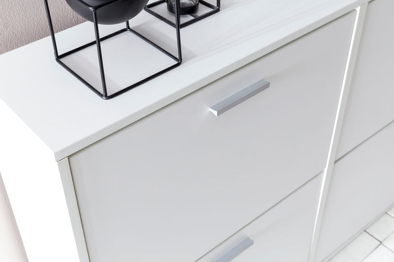 Schuhschrank WL5.829 120x81x24cm Holz Weiß 4 Fächer Flurschrank