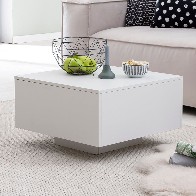 Couchtisch WL5.832 60x60x35,5cm Spanplatte Weiß Modern Quadratisch