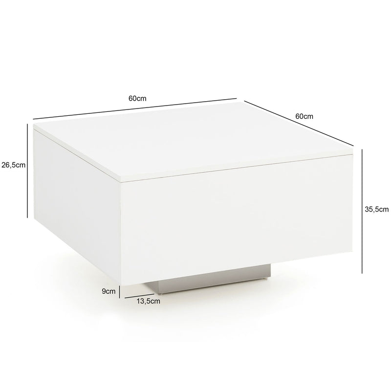 Couchtisch WL5.832 60x60x35,5cm Spanplatte Weiß Modern Quadratisch