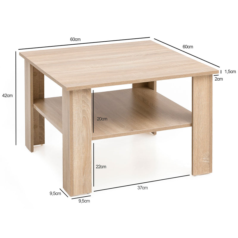 Couchtisch WL5.833 Sonoma Eiche 60x42x60cm mit Ablage Stauraum