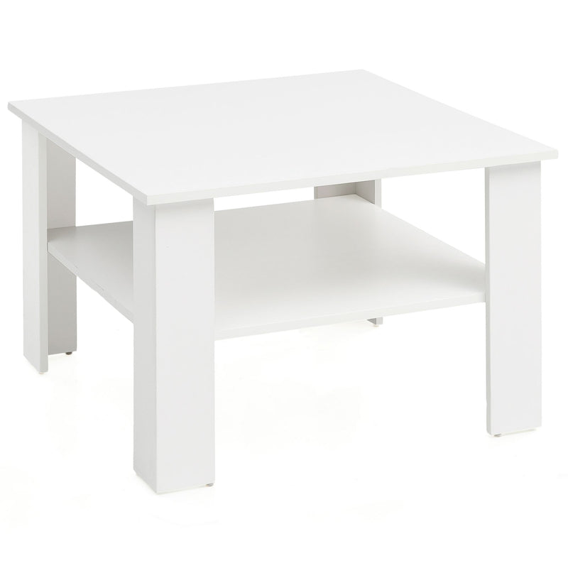 Couchtisch WL5.834 Weiß 60x42x60cm Design Holztisch mit Ablage