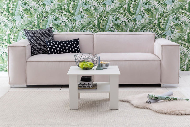 Couchtisch WL5.834 Weiß 60x42x60cm Design Holztisch mit Ablage