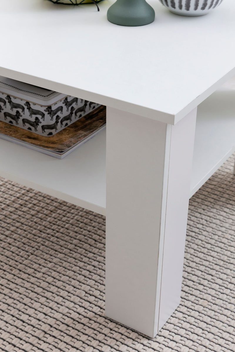 Couchtisch WL5.834 Weiß 60x42x60cm Design Holztisch mit Ablage