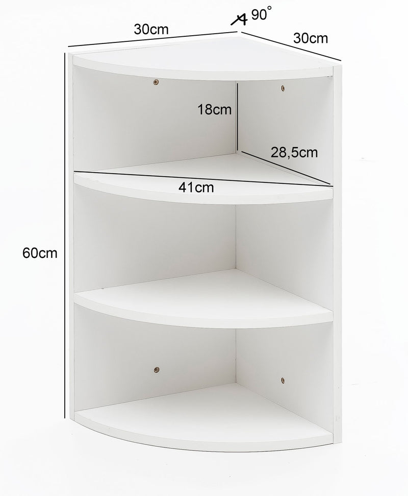 Eckregal WL5.843 Holz Weiß 30x60x30cm Wandregal Modern Schwebend