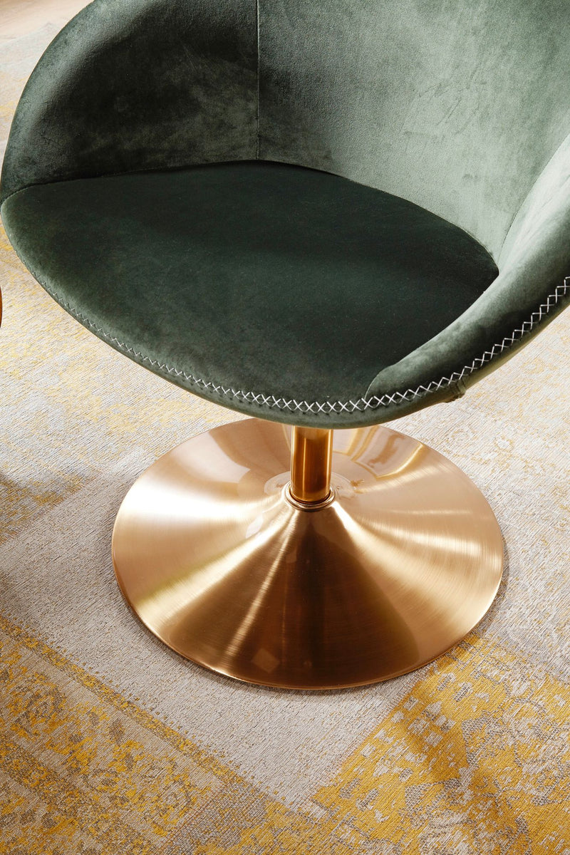 Loungesessel SIRAN Samt Grün Gold Design Drehstuhl mit Armlehne