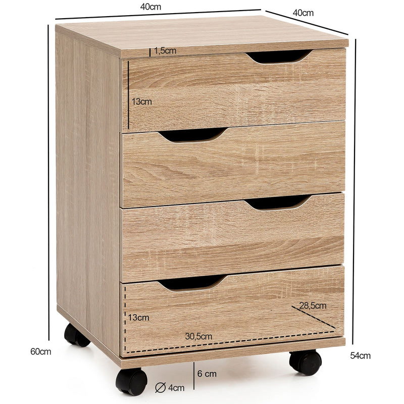 Rollcontainer Sonoma 40x60x40cm Schubladen Bürocontainer mit Rollen