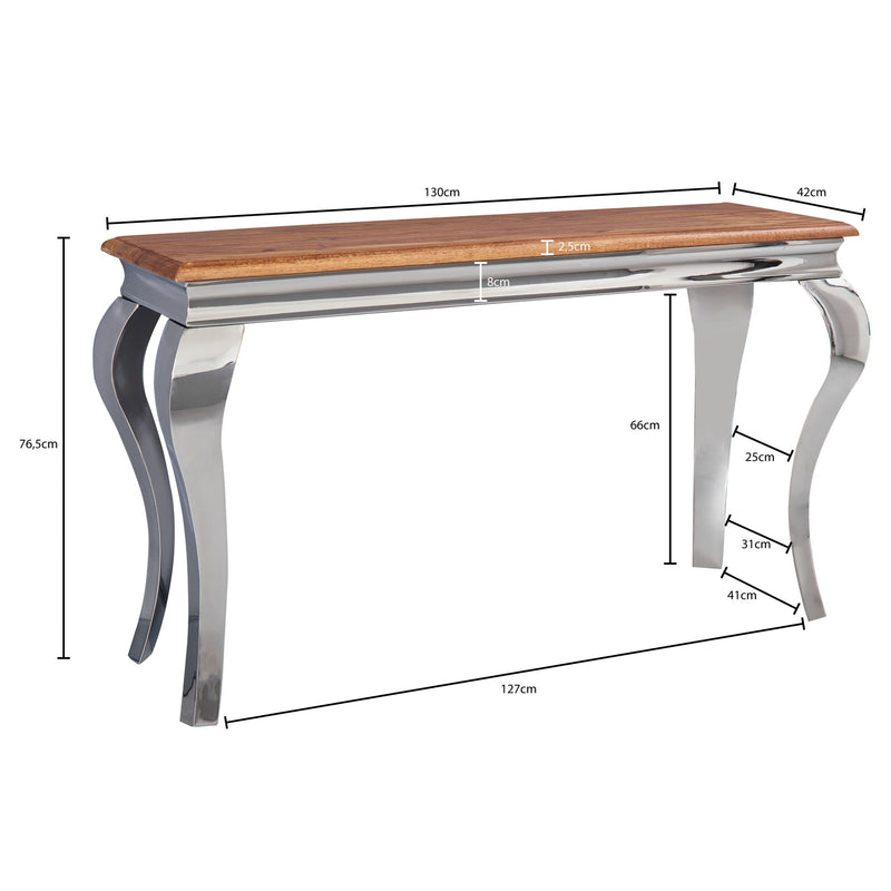 Konsolentisch Sheesham Massivholz Metall 130x76,5x42cm Modern