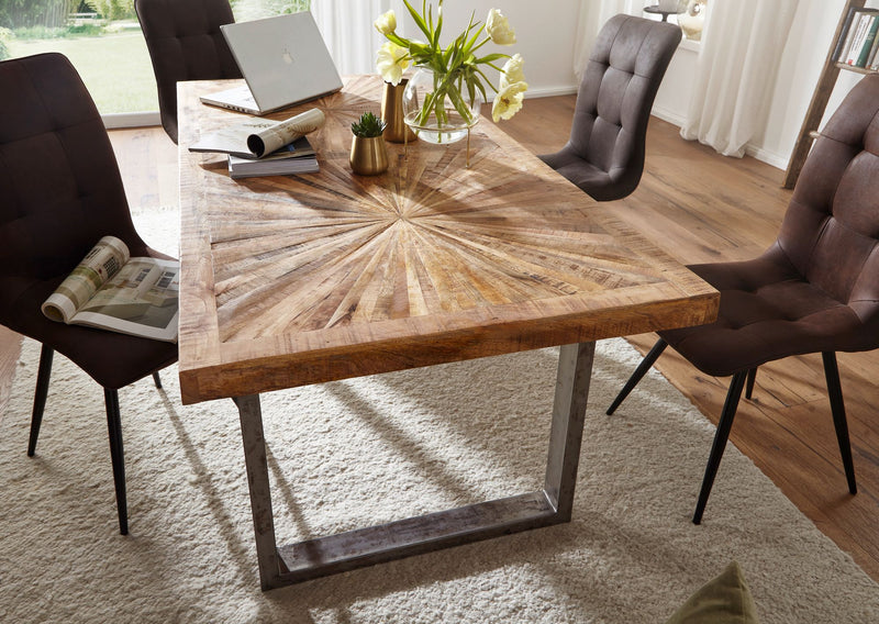 Esstisch Mango Massivholz 200x76,5x100cm Metallgestell Industrial