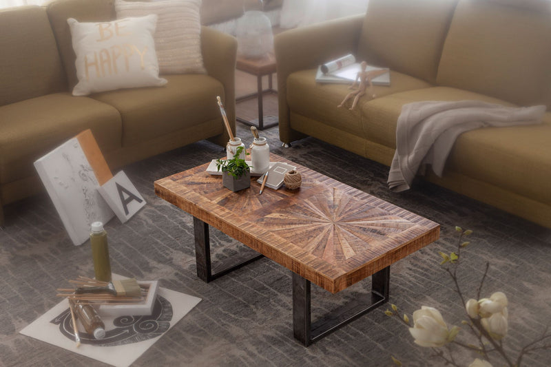 Couchtisch Mango Massivholz 105x40x55cm Industrial Design Rustikal