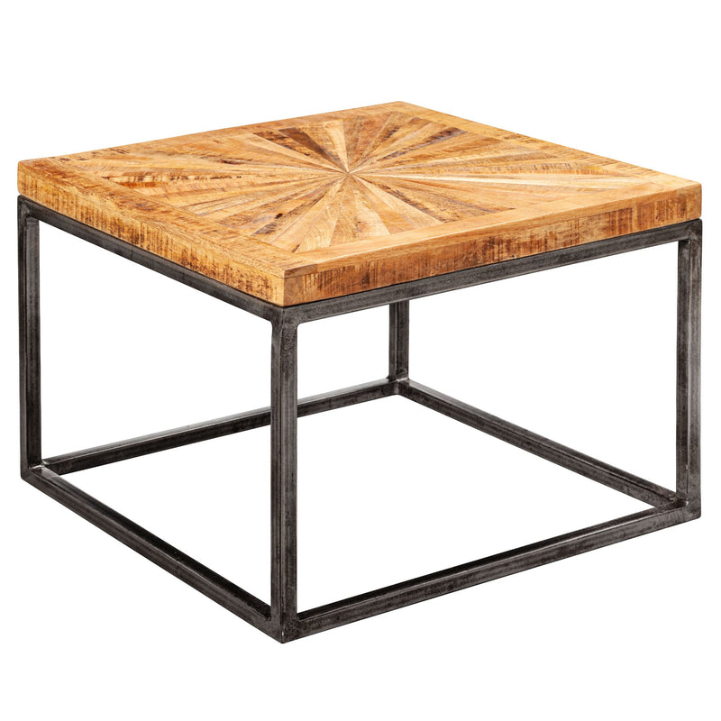 Couchtisch Mango Massivholz 55x40x55cm Metallgestell Industrial Design