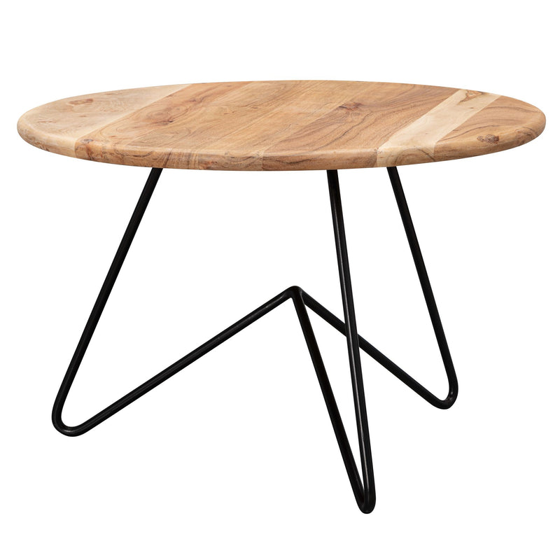 Couchtisch Akazie Massivholz Metall Rund 60x39,5x60cm Wohnzimmer