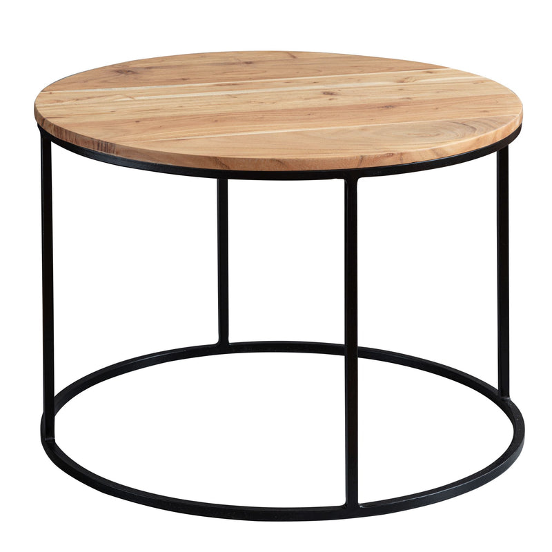 Couchtisch Akazie Massivholz Metall Rund 60x43x60cm Wohnzimmer Design