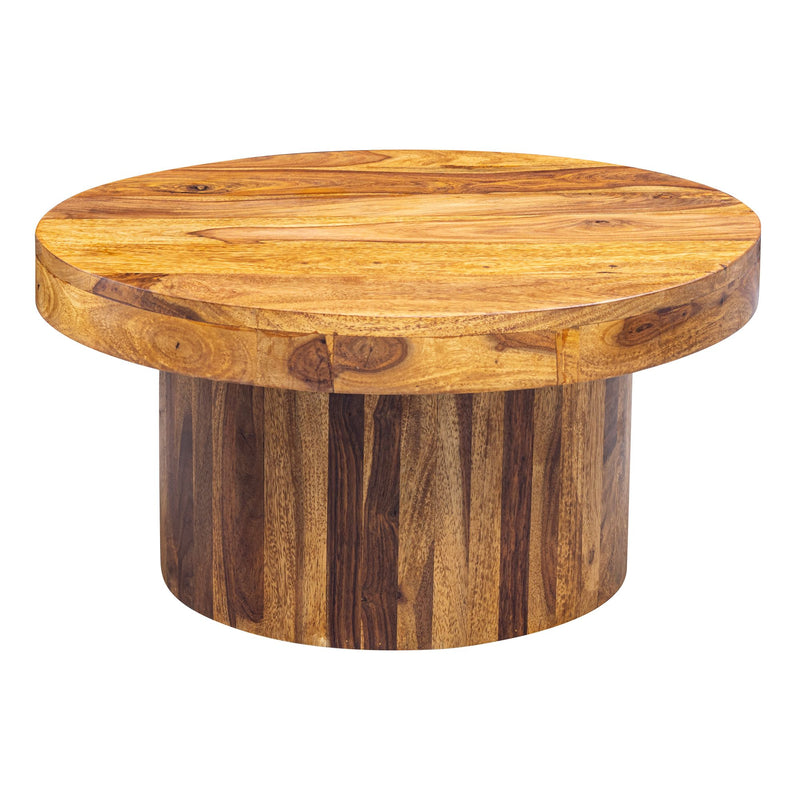 Couchtisch Sheesham Massivholz 60x30x60cm Rund Braun Wohnzimmer