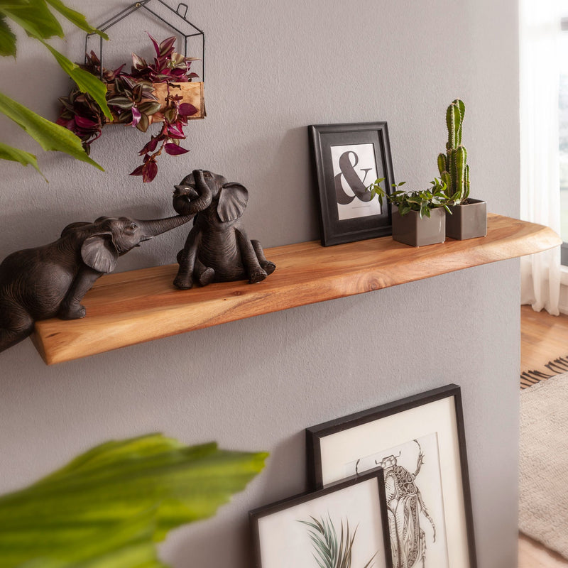 Wandregal Baumkante Akazie Massivholz 80cm Landhausstil Natur