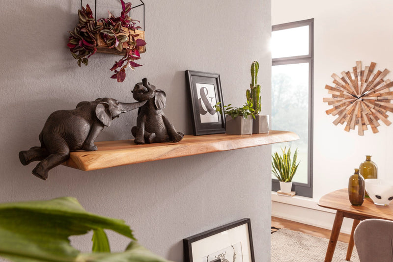 Wandregal Baumkante Akazie Massivholz 80cm Landhausstil Natur