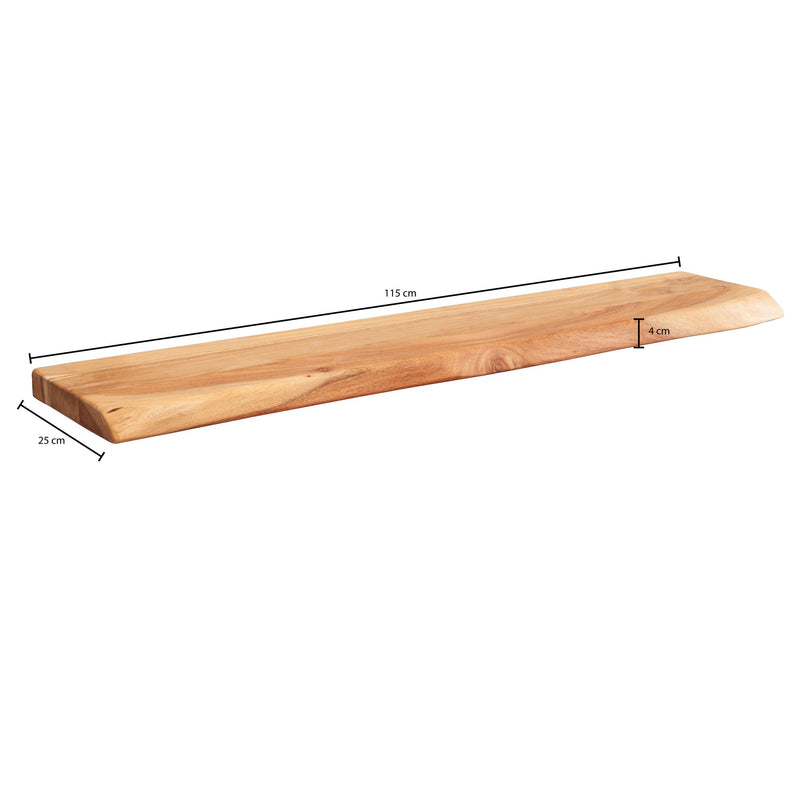 Wandregal Baumkante Akazie Massivholz 115cm Landhausstil Natur