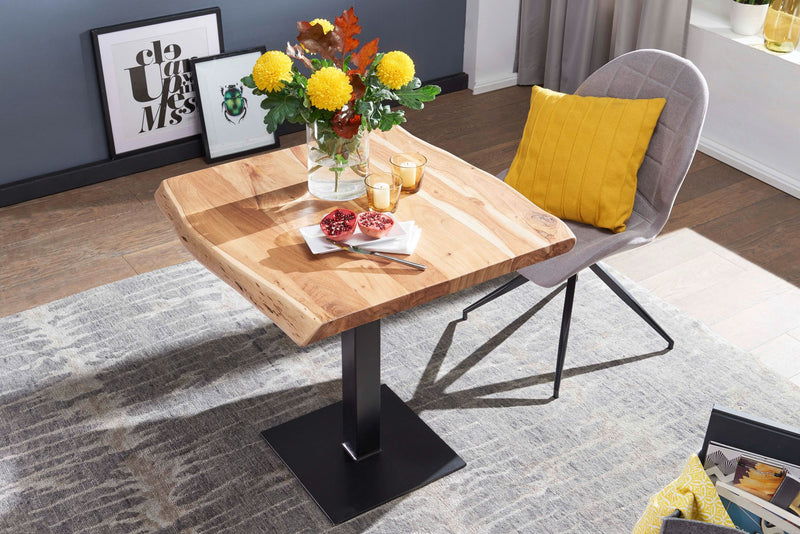Esstisch Baumkante 80x75x75cm Akazie Massivholz quadratisch Designer