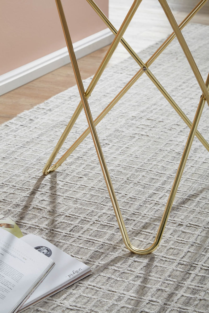 Beistelltisch Marmoroptik Weiß Rund Ø55cm Gold Metallgestell