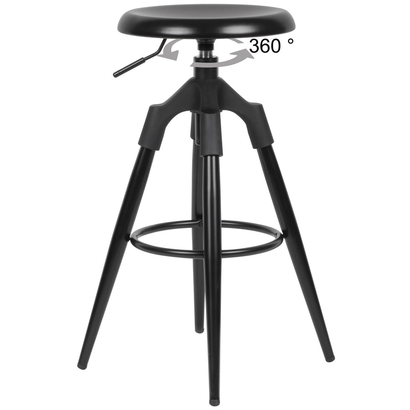 Barhocker Schwarz Metall 72-80cm Industrial Tresenhocker 100kg