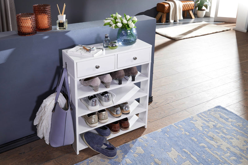 Schuhregal 60x79x24cm Weiß mit Schubladen 4 Fächer Flurregal