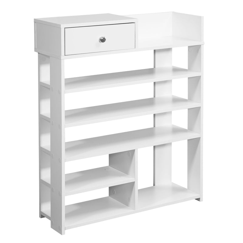 Schuhregal 75x92,5x24cm Weiß 7 Fächer mit Schublade Flurregal