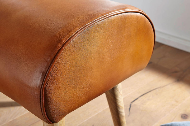 Lederhocker Turnbock Echtleder Massivholz 45x53x40cm Modern Gepolstert