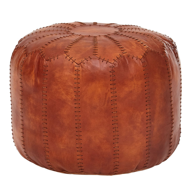 Sitzhocker Echtleder Braun 52x40x52cm Orientalisch Wohnzimmer Pouf