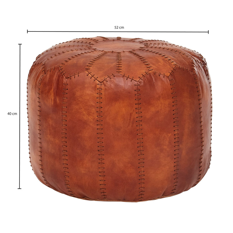Sitzhocker Echtleder Braun 52x40x52cm Orientalisch Wohnzimmer Pouf