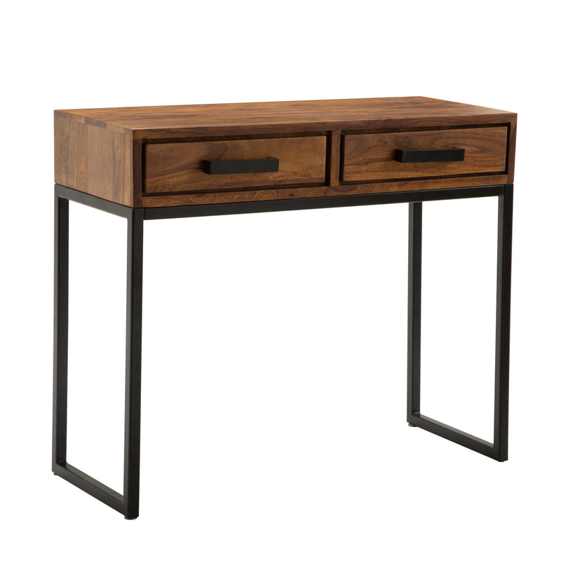 Konsolentisch Sheesham Massivholz Metall 90x76x36cm Modern Design
