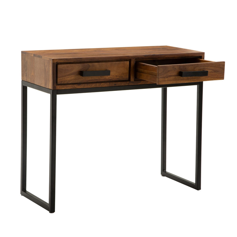 Konsolentisch Sheesham Massivholz Metall 90x76x36cm Modern Design