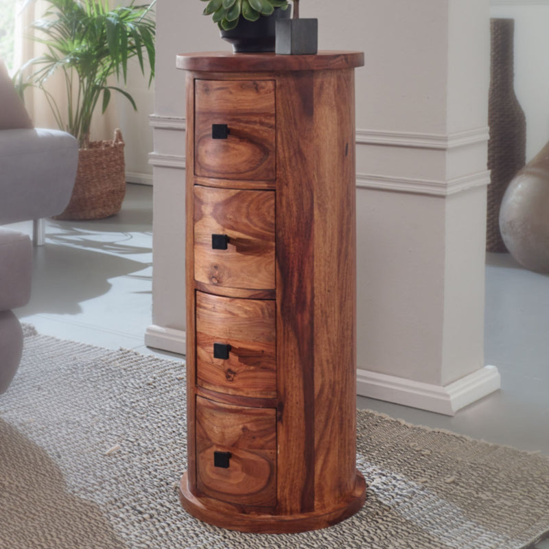 Sideboard Sheesham Massivholz 35x85x35cm 4 Schubladen Beistellschrank