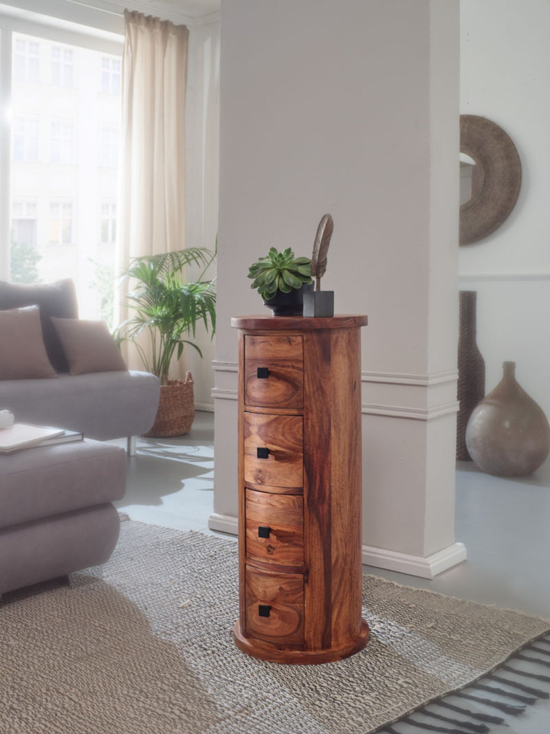 Sideboard Sheesham Massivholz 35x85x35cm 4 Schubladen Beistellschrank