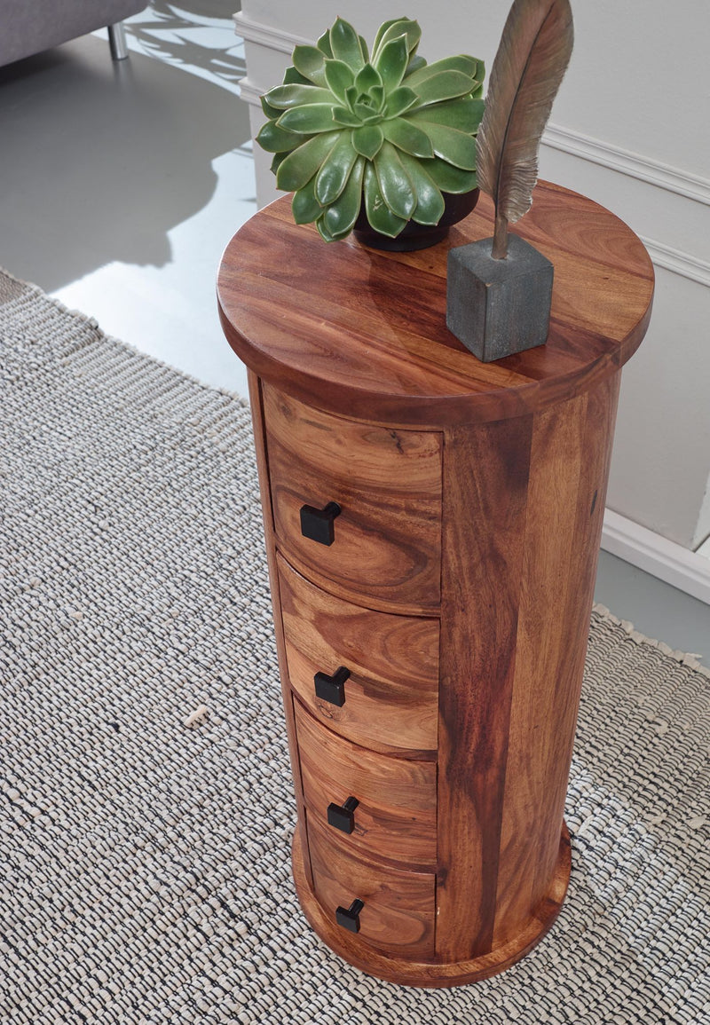 Sideboard Sheesham Massivholz 35x85x35cm 4 Schubladen Beistellschrank