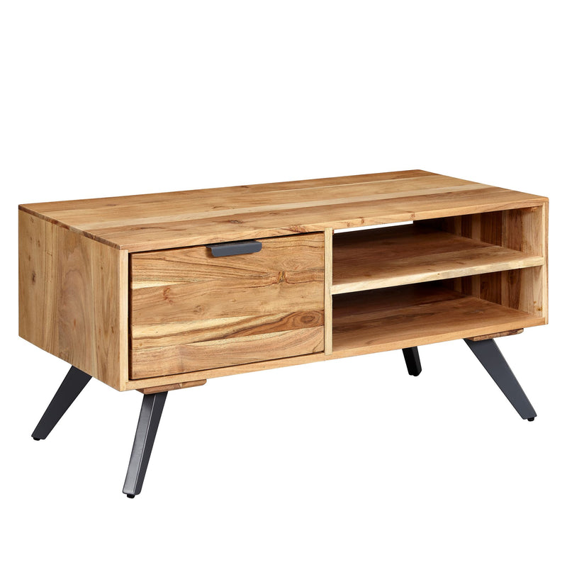 Couchtisch Akazie Massivholz 95x45x45cm Rechteckig mit Stauraum