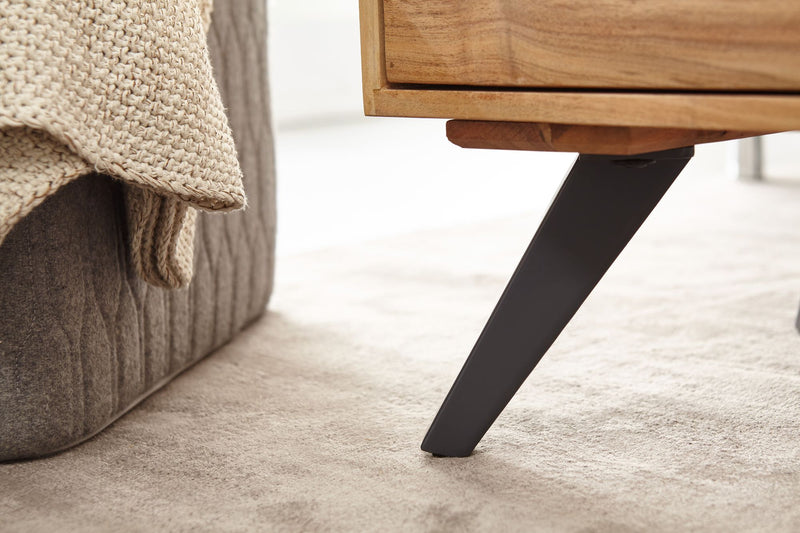 Couchtisch Akazie Massivholz 95x45x45cm Rechteckig mit Stauraum