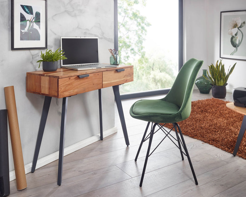 Konsolentisch Akazie Massivholz Metall 90x78x36cm mit Schubladen Modern
