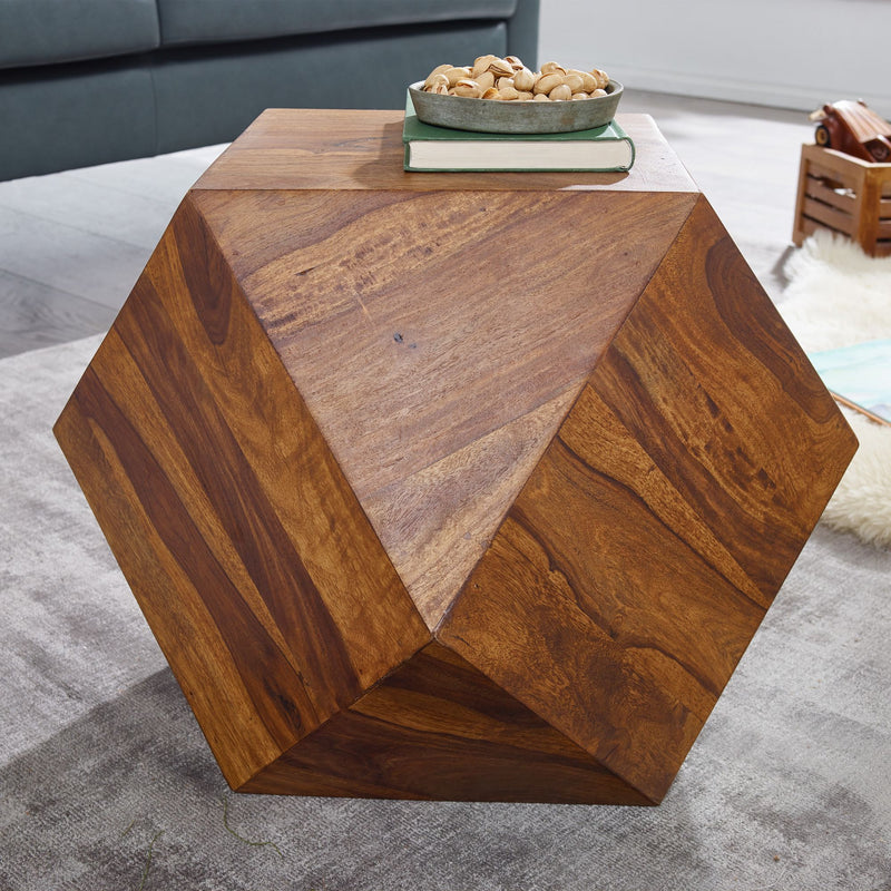 Couchtisch Sheesham Massivholz 57x42,5x57cm Modern Diamantform