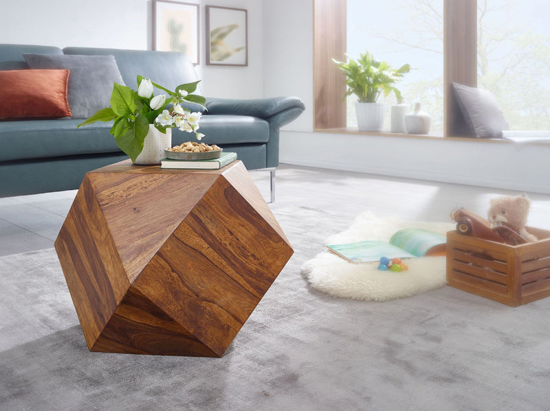 Couchtisch Sheesham Massivholz 57x42,5x57cm Modern Diamantform